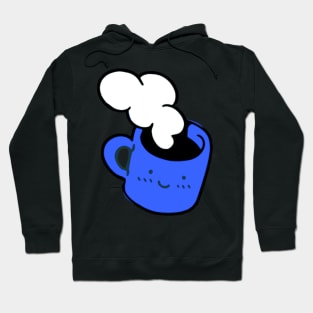 Cute Kawaii Coffee Cup With Steam In Blue Hoodie